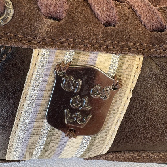 Y2K Vintage DIESEL CHEJU 78 Brown Women's Leather Sneakers Shoe Size 7.5 - Picture 8 of 13